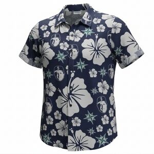 NEW | Seattle MARINERS | Y2K Baseball Hawaiian Collab Button Up Shirt | M |